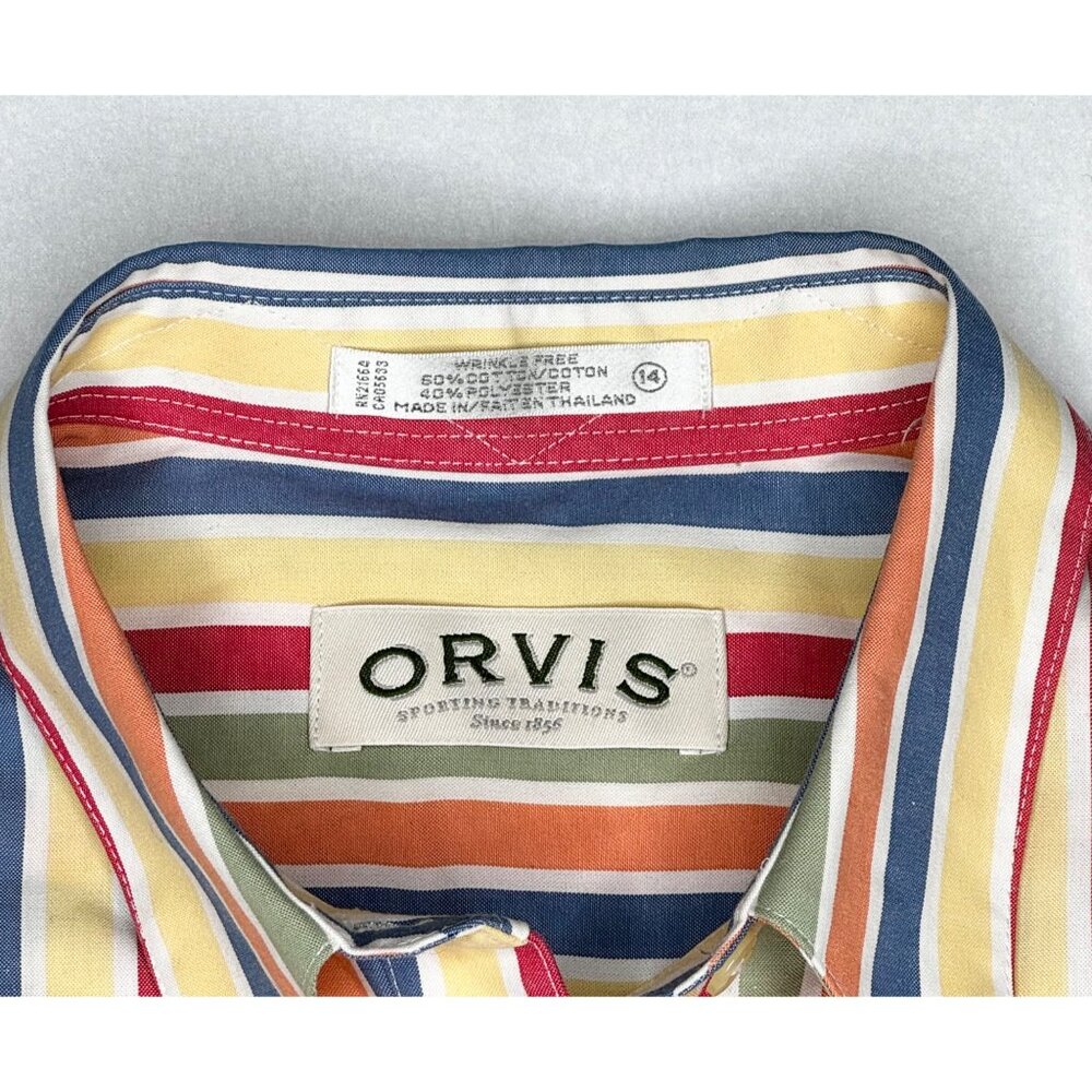 Orvis Blouse Shirt Womans 14 LS Button Front Wrinkle Free Multi Stripes - Picture 3 of 8